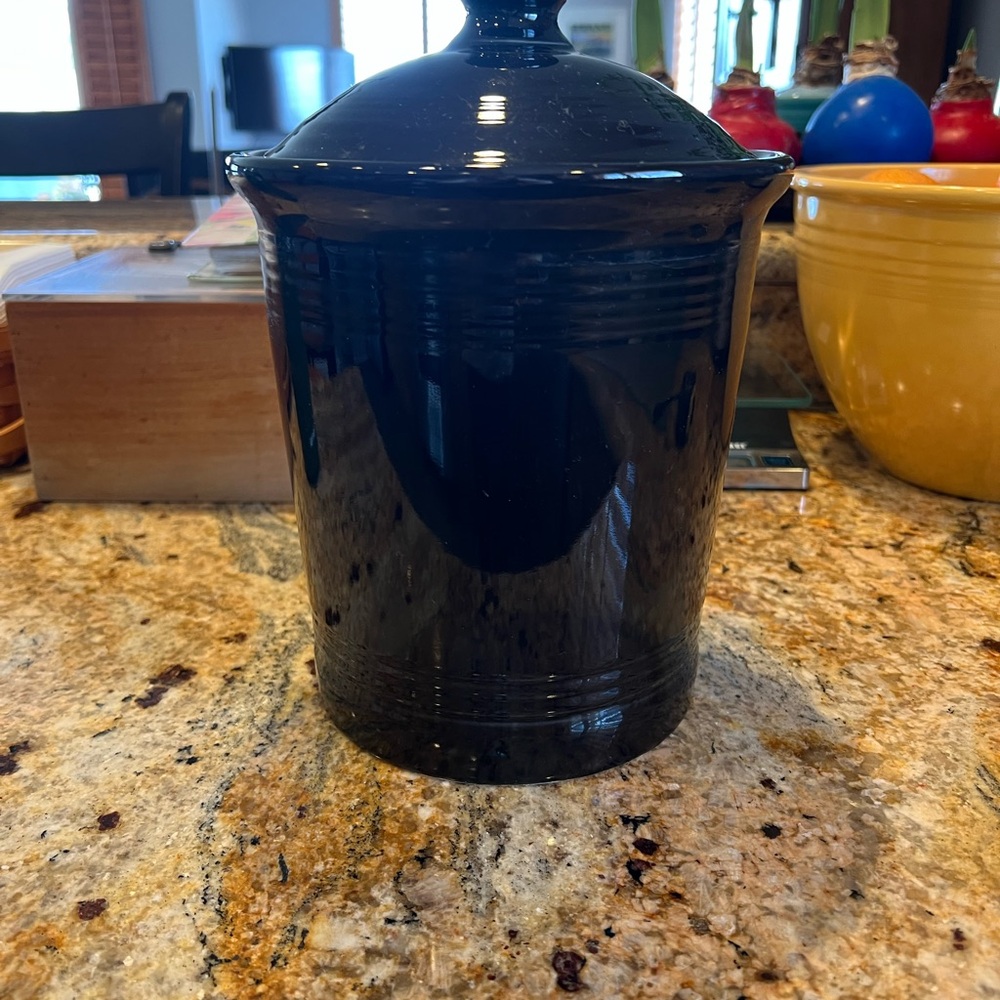 Fiestaware Black Canister with Lid perfect condition $50